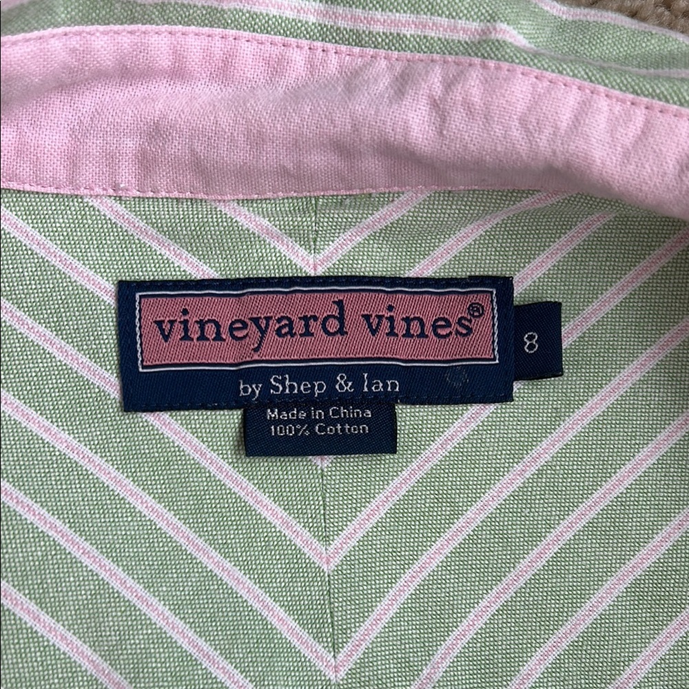 Vineyard Vines mint, white, pink stripe fitted button down shirt - Picture 3 of 3